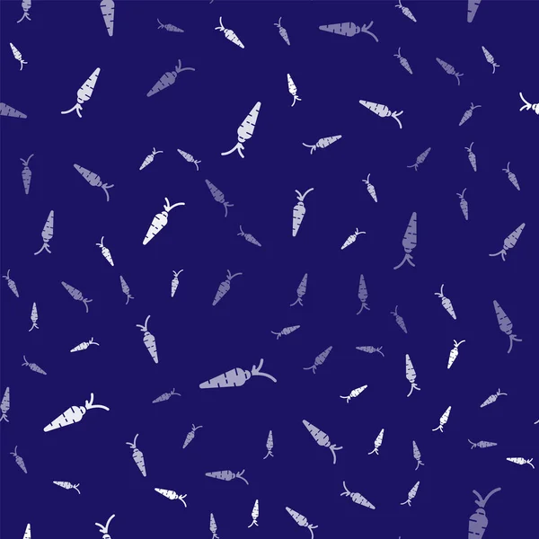 Значок Белой Моркови Выделен Бесшовным Рисунком Синем Фоне Счастливой Пасхи — стоковый вектор