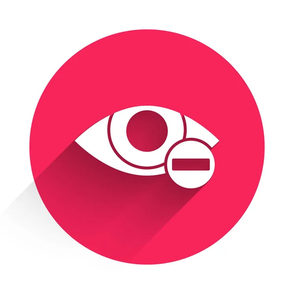 Ikona Efektu Bílých Červených Očí Izolovaná Dlouhým Stínem Znamení Zarudnutí — Stockový vektor