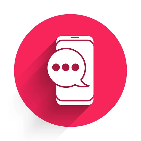 Wit Nieuwe Chatberichten Melding Telefoonpictogram Geïsoleerd Met Lange Schaduw Smartphone — Stockvector