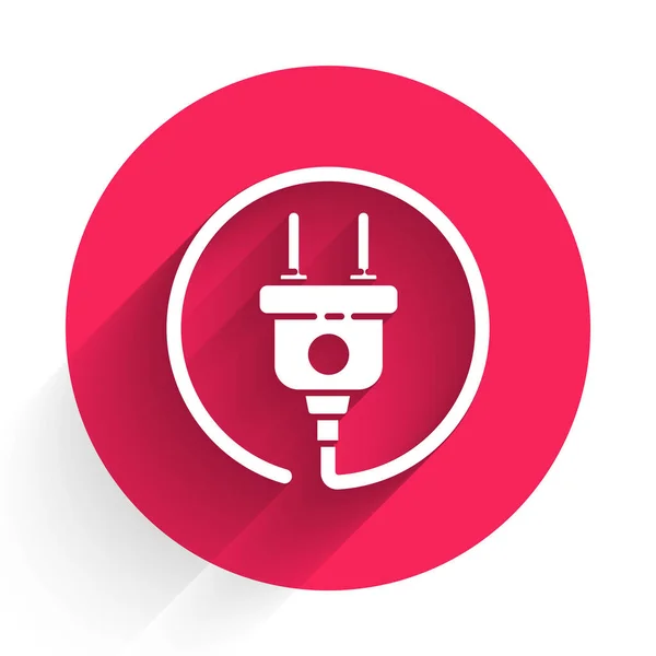 Ikona White Electric Plug Izolovaná Dlouhým Stínem Pojem Připojení Odpojení — Stockový vektor