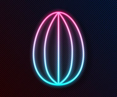 Parlayan neon hattı Paskalya yumurtası simgesi siyah arka planda izole edildi. Mutlu Paskalyalar. Vektör İllüstrasyonu