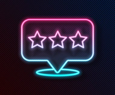 Siyah arkaplanda yıldız simgesi izole edilmiş parlak neon çizgi haritası işaretçisi. Yıldız favori iğne haritası simgesi. Harita işaretleyicileri. Vektör İllüstrasyonu