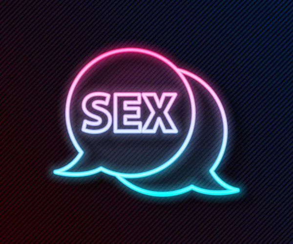 Leuchtende Leuchtschrift Sprechblase Mit Text Sex Symbol Isoliert Auf Schwarzem — Stockvektor