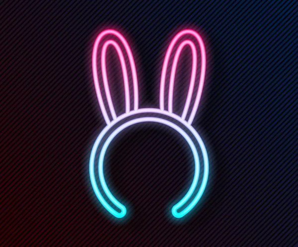 Lumineux Néon Ligne Masque Avec Longues Oreilles Lapin Icône Isolée — Image vectorielle