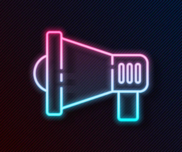 Glowing Neon Line Megaphone Ikon Terisolasi Pada Latar Belakang Hitam - Stok Vektor