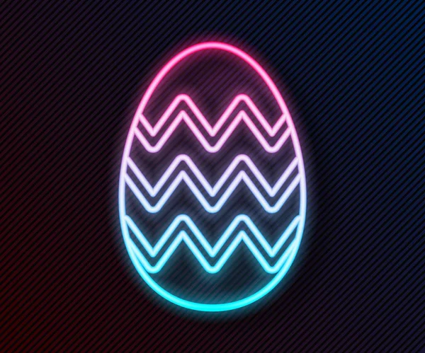 Glowing Neon Line Easter Egg Icon Isolated Black Background Happy — Stock Vector