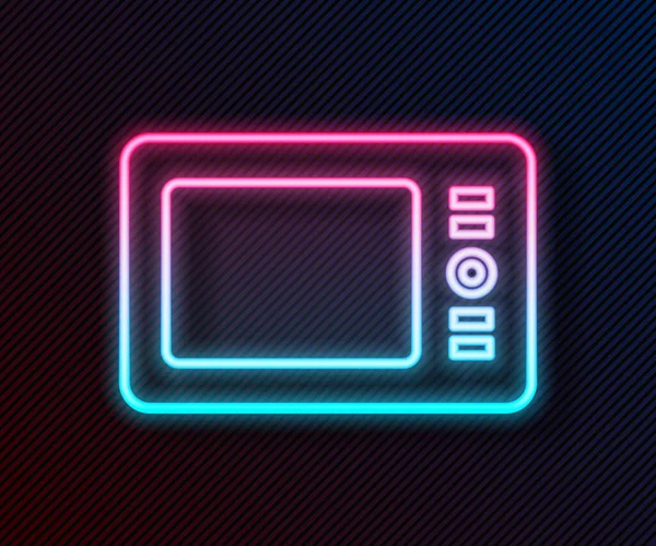 Linea Neon Incandescente Icona Grafica Tablet Isolata Sfondo Nero Illustrazione — Vettoriale Stock