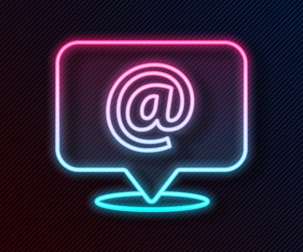 Glowing Neon Line Mail Dan Mail Ikon Terisolasi Pada Latar - Stok Vektor