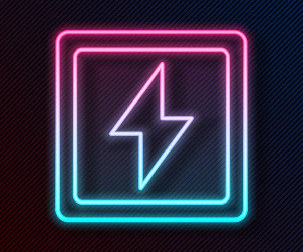 Glowing Neon Line Lightning Bolt Icon Isolated Black Background Flash — Stock Vector