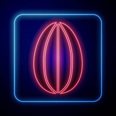 Parlayan neon renkli Paskalya yumurtası ikonu mavi arka planda izole edilmiş. Mutlu Paskalyalar. Vektör İllüstrasyonu