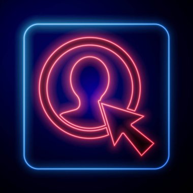 Parlayan neon ışığı mavi arkaplanda izole edilmiş hesap ekranı simgesi oluştur. Vektör İllüstrasyonu