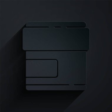 Kağıt kesiği kremi ya da losyon kozmetik tüp simgesi siyah arka planda izole edilmiş. Erkekler için vücut bakım ürünleri. Kağıt sanatı tarzı. Vektör İllüstrasyonu