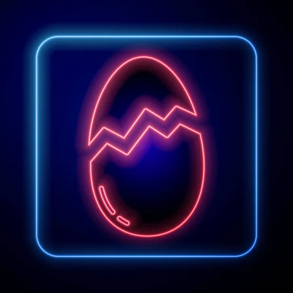 Λαμπερό Νέον Σπασμένο Αυγό Εικονίδιο Απομονωμένο Μπλε Φόντο Καλό Πάσχα — Διανυσματικό Αρχείο