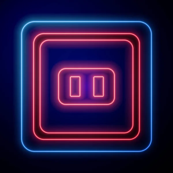 Glowing Neon Electrical Outlet Icon Isolated Blue Background Power Socket — Stock Vector