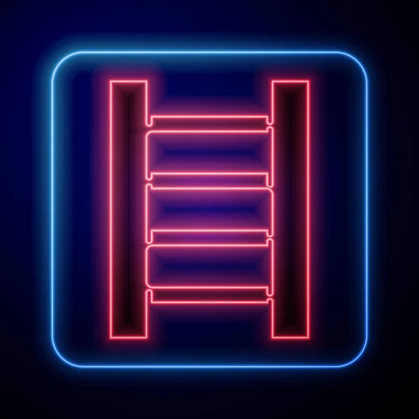 Świecący Neon Drewniana Ikona Schodów Odizolowana Niebieskim Tle Ilustracja Wektora — Wektor stockowy