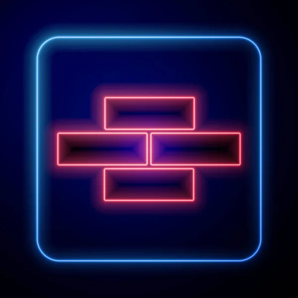 Glowing Neon Bricks Icon Isolated Blue Background Vector Illustration — Stock Vector