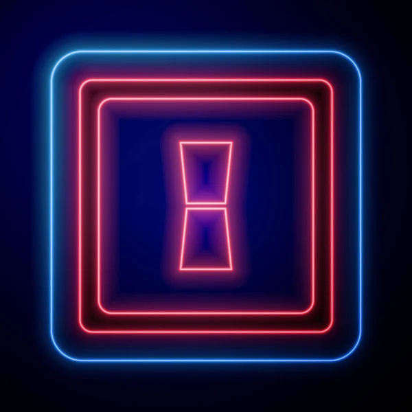 Parlayan Neon Işık Düğmesi Simgesi Mavi Arkaplanda Izole Edildi Açık — Stok Vektör