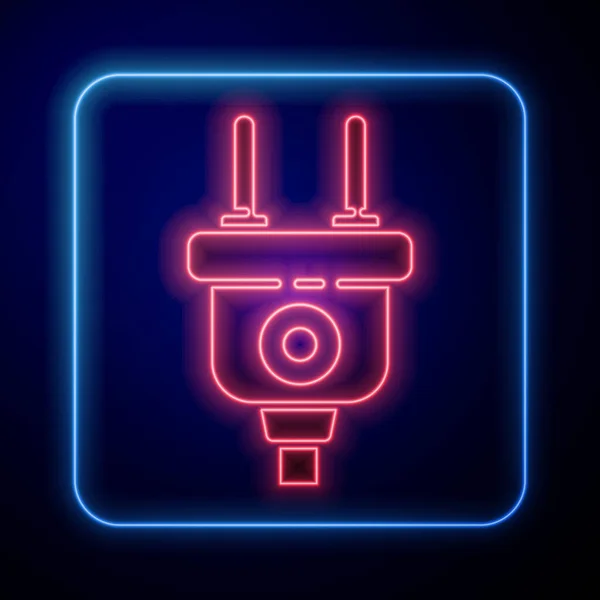 Parlayan Neon Elektrik Dolgu Simgesi Mavi Arkaplanda Izole Edildi Bağlantı — Stok Vektör