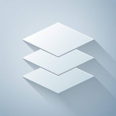 Kağıt kesiği simgesi gri arkaplanda izole edildi. Kağıt sanatı tarzı. Vektör İllüstrasyonu