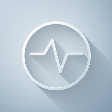 Kağıt kesme Elektrik devre şeması simgesi gri arkaplanda izole edildi. Devre kartı. Kağıt sanatı tarzı. Vektör İllüstrasyonu