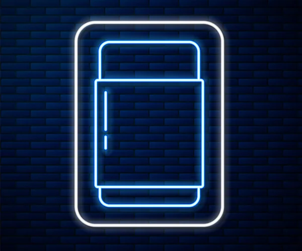 Świecąca neonowa linia Eraser lub gumowa ikona izolowana na tle ceglanej ściany. Ilustracja wektora — Wektor stockowy