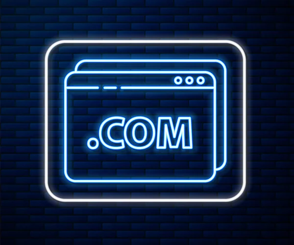Ragyogó neon line Weboldal sablon ikon elszigetelt téglafal háttér. Internetes kommunikációs protokoll. Vektorillusztráció — Stock Vector