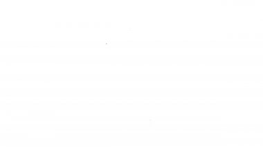 Beyaz arkaplanda siyah çizgi soluk alma simgesi izole edildi. Öksürük şurubu, solunum, alerjik hasta. Tıbbi alerji astım spreyi. 4K Video hareketli grafik canlandırması