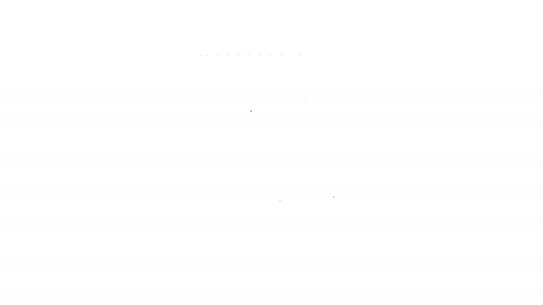Černá čára Lék láhev a pilulky ikona izolované na bílém pozadí. Značka lahvičky. Návrh lékáren. Grafická animace pohybu videa 4K — Stock video