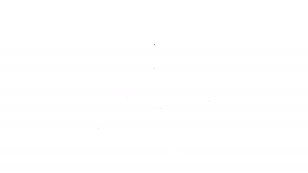 Черная линия Отоларингологический головной отражатель значок изолирован на белом фоне. Оборудование для осмотра ушей, горла и носа пациентов. Видеографическая анимация 4K — стоковое видео
