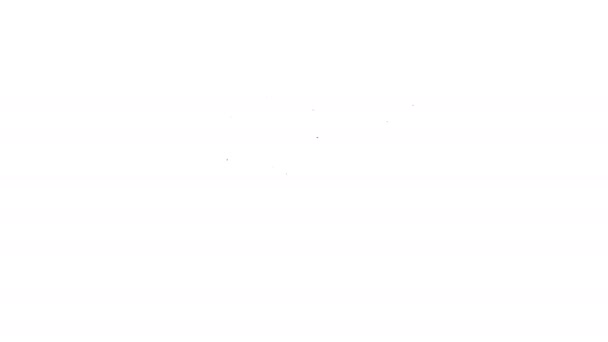 ブラックライン白い背景に分離されたリボルバー銃アイコン。4Kビデオモーショングラフィックアニメーション — ストック動画