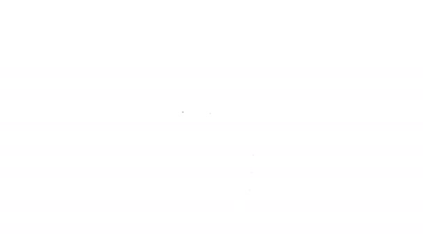 Línea negra Botella de whisky e icono de vidrio aislados sobre fondo blanco. Animación gráfica de vídeo 4K — Vídeo de stock