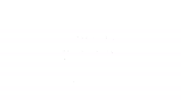 Linea nera Tagliatelle asiatiche in ciotola e bacchette icona isolata su sfondo bianco. Fast food di strada. Coreano, giapponese, cinese. Animazione grafica 4K Video motion — Video Stock