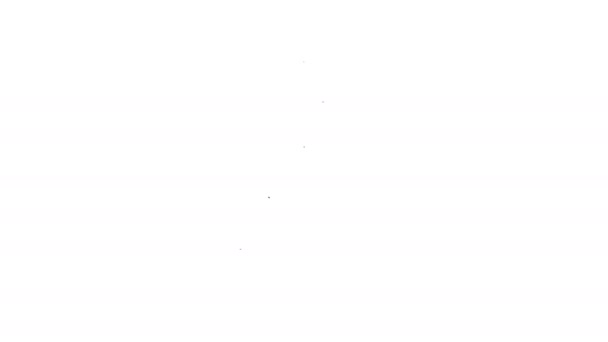 Zwarte lijn Vuurwerk pictogram geïsoleerd op witte achtergrond. Het idee van een leuk feestje. Explosief pyrotechnisch symbool. 4K Video motion grafische animatie — Stockvideo