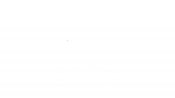 Черная линия Персиковый фрукт или нектарин с иконкой листа изолированы на белом фоне. Видеографическая анимация 4K — стоковое видео