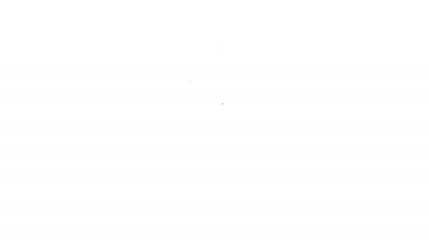 Línea negra Icono de fuegos artificiales aislado sobre fondo blanco. Concepto de fiesta divertida. Explosivo símbolo pirotécnico. Animación gráfica de vídeo 4K — Vídeo de stock