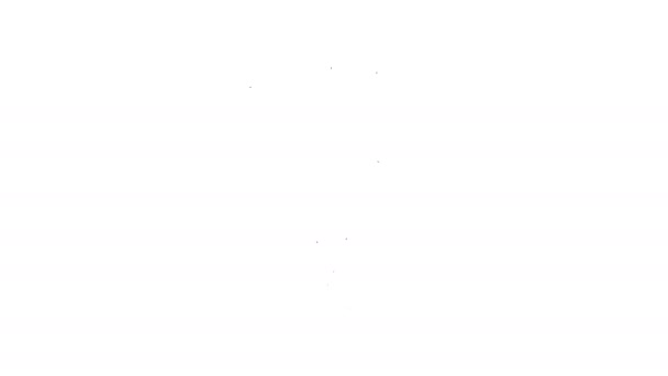 Черная линия Традиционная бумага китайский или японский складной вентилятор значок изолирован на белом фоне. Видеографическая анимация 4K — стоковое видео