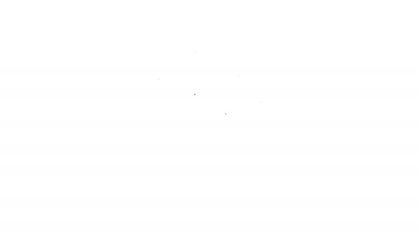 Schwarze Linie Feuerwerk Symbol isoliert auf weißem Hintergrund. Konzept der Spaßparty. Explosives pyrotechnisches Symbol. 4K Video Motion Grafik Animation — Stockvideo