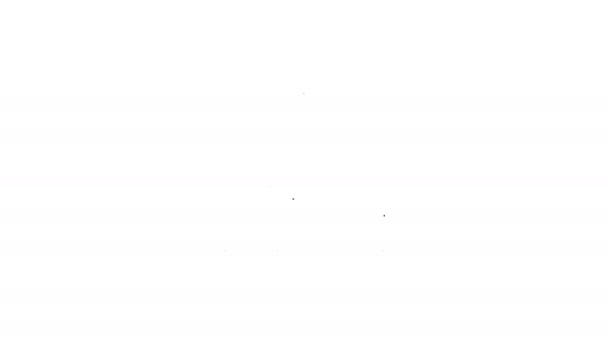 Cinta transportadora de línea negra con icono de caja de cartón aislado sobre fondo blanco. Animación gráfica de vídeo 4K — Vídeo de stock