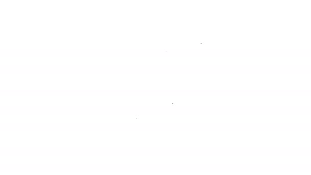 Linha preta mão de entrega com caixas de papelão ícone isolado no fundo branco. Entrega porta a porta por correio. Animação gráfica em movimento de vídeo 4K — Vídeo de Stock