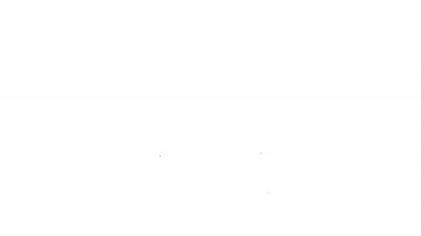 Siyah çizgi üçgeni müzik aleti simgesi beyaz arkaplanda izole edildi. 4K Video hareketli grafik canlandırması