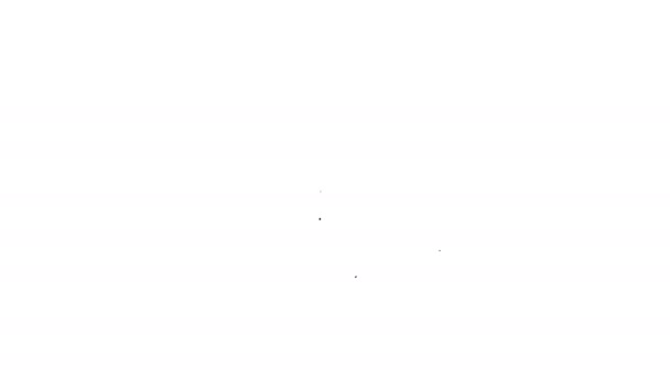 Черная линия винилового диска значок изолирован на белом фоне. Видеографическая анимация 4K — стоковое видео