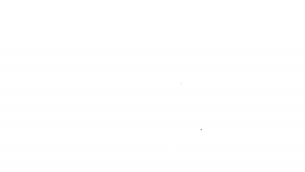 Черная линия Играть в квадрате значок изолирован на белом фоне. Видеографическая анимация 4K — стоковое видео