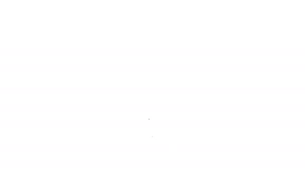 Línea negra Tenedor de afinación musical para afinar instrumentos musicales icono aislado sobre fondo blanco. Animación gráfica de vídeo 4K — Vídeo de stock