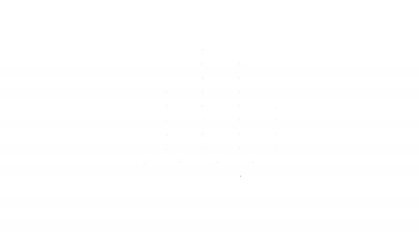 Černá čára Hudební ekvalizér ikona izolované na bílém pozadí. Zvuková vlna. Audio digitální ekvalizér, ovládací panel, pulzní muzikál. Grafická animace pohybu videa 4K — Stock video
