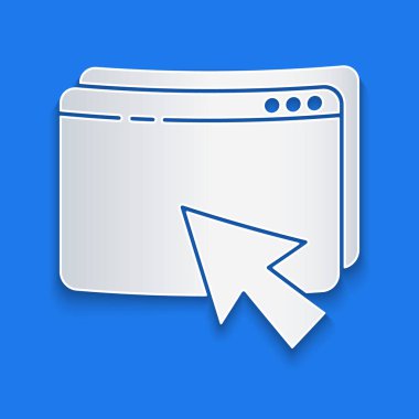 Kağıt kesimi Web tasarımı ve geliştirme konseptleri mavi arkaplanda izole edilmiş. Kağıt sanatı tarzı. Vektör İllüstrasyonu