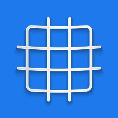 Kağıt kesiği grafik kağıt simgesi mavi arkaplanda izole edildi. Kağıt sanatı tarzı. Vektör İllüstrasyonu