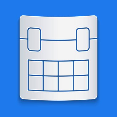 Kağıt kesiği Takvim simgesi mavi arkaplanda izole edildi. Olay hatırlatma sembolü. Kağıt sanatı tarzı. Vektör İllüstrasyonu