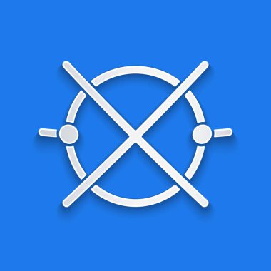 Kağıt kesiği Elektrik devre şeması simgesi mavi arkaplanda izole edildi. Devre kartı. Kağıt sanatı tarzı. Vektör İllüstrasyonu