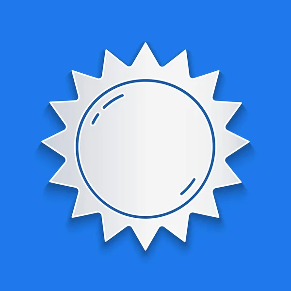 Иконка Sun Вырезанная Бумагой Выделена Синем Фоне Летний Символ Добрый — стоковый вектор