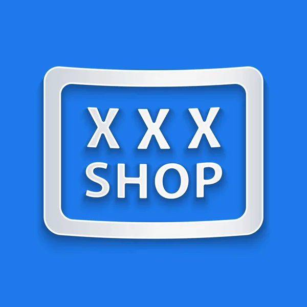 Pappersklipp Sex Shop Ikon Isolerad Blå Bakgrund Sexshop Sexbutik Erotiska — Stock vektor